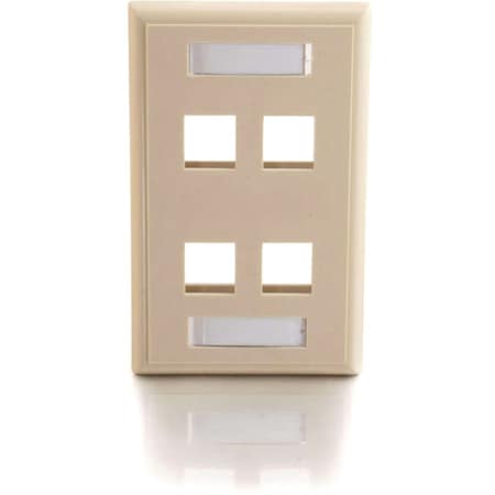 C2G 4-PORT KEYSTONE WALLPLATE IVORY - STAINLESS STEEL DESIGN WITH A PLASTIC SPACER F 3713