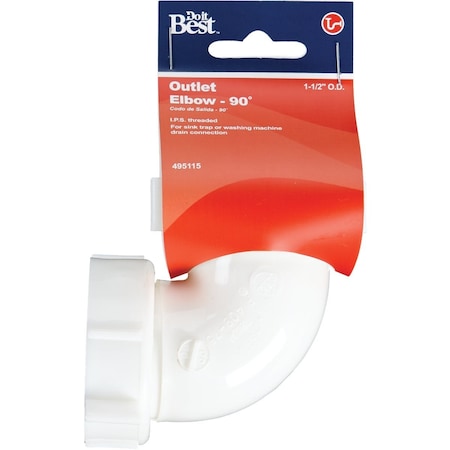 Do It Best 1-1/2'' White Polypropylene 90 Degree Outlet Elbow DIB26610