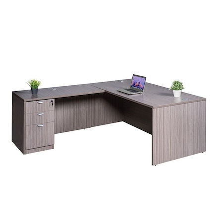Boss L-Shaped Office Desk, 119 in D X 29 1/2 in H, 71 in W X GroupA10-DW