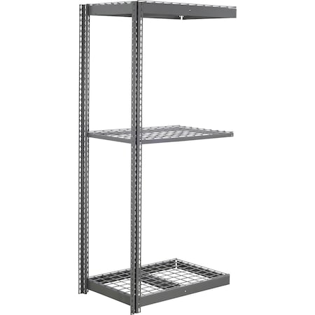 Global Industrial 3 Shelf, Commercial Duty Boltless Shelving, Add On, 48"W x 24"D x 60"H, Wire Deck B3165645