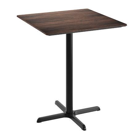 Flash Furniture 36" Square Tabletop, Seamless Surface Technology, Dark Brown with 30" x 30" Black Bar Height X-Base ST-SQ36-WBR-T3030B-GG