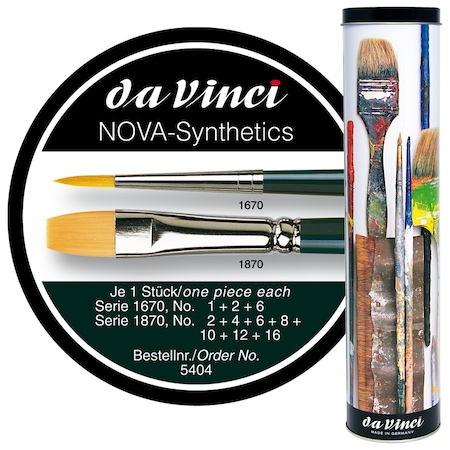 Da Vinci NOVA Restoration Brushes, Synthetic, Acrylic & Oil, Assorted, 10 Brush Set in Gift Tin VA-5404_0