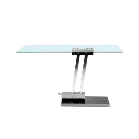 Homeroots 72" Clear And Silver Glass And Metal Pedestal Base Dining Table 555155