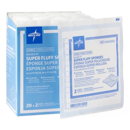Medline Bulkee II Super Fluff Sponges, 6in x 6.75in in 2-Packs, 40PK NON25852Z