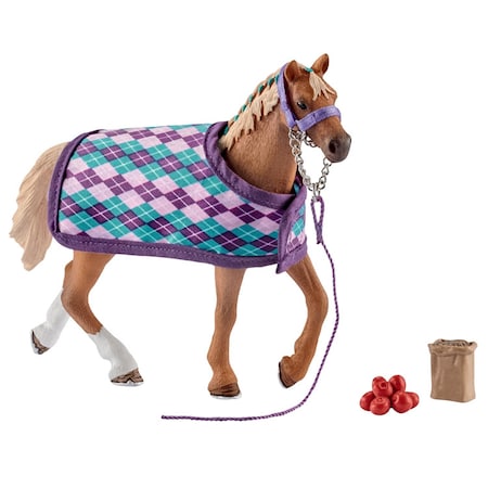 Schleich Schleich Horse Club English Thoroughbred with Blanket Toy Multicolored 5 pc 42360