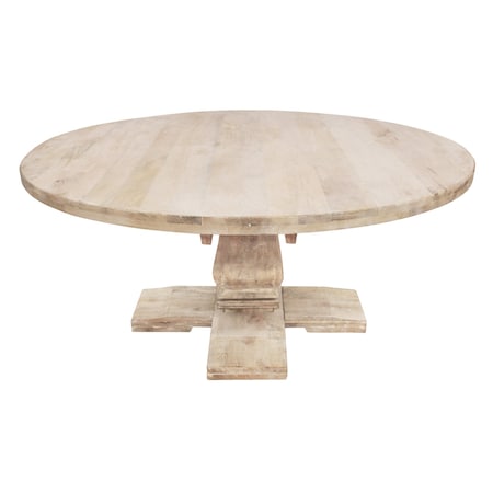 Homeroots 70" Brown Rounded Solid Wood Pedestal Base Dining Table 488691