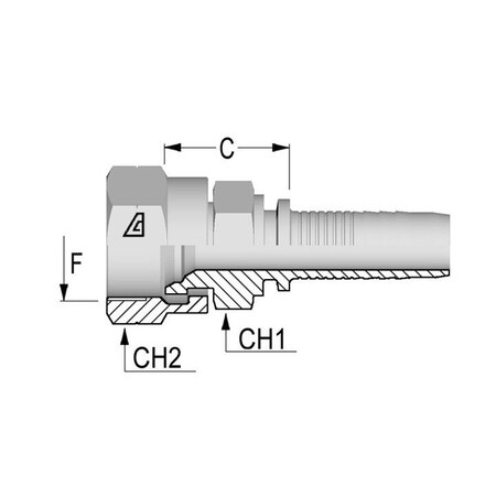 Kuriyama 1 in. Hose ID Hydraulic Hose Fitting, Komatsu Female - A Series A-1633-FKOS