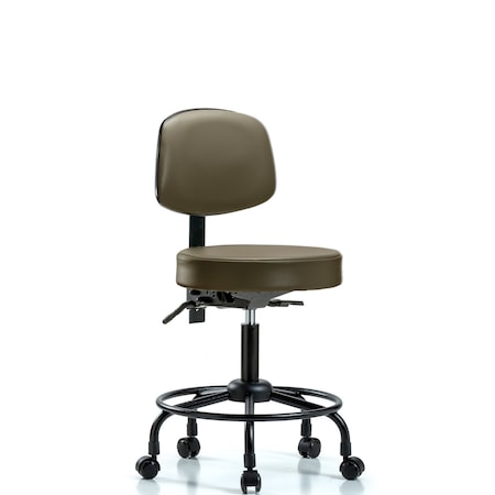 Blue Ridge Ergonomics Vinyl Stool, Back, Desk, Round Tube Base, Casters, Royal BR-VDHST-RT-T0-RC-8809