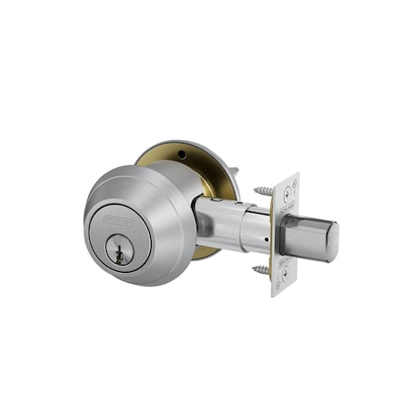 Schlage Grade 1 Single Cylinder Deadbolt, Conventional Cylinder, E Keyway, Satin Chrome Finish, Non-Handed B660P 626 E