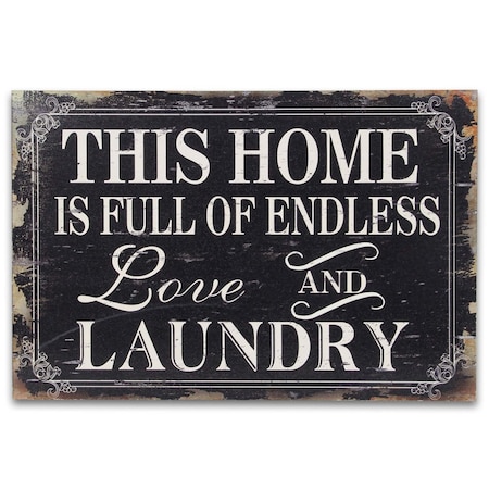 Homeroots 16" X 24" Black and White Endless Love And Laundry Wood Wall Decor 489614
