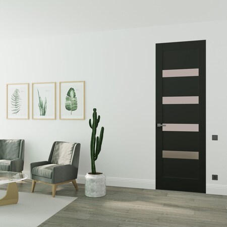 Sartodoors Hidden Door Black 28x96 Solid Core Modern Interior QUADRO4113MF-BLK-28x96-RH-O