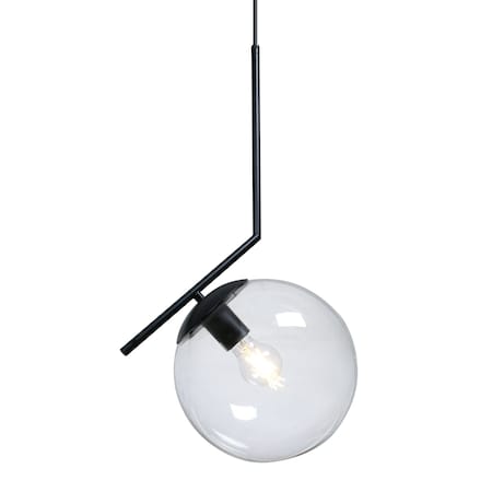 Besa Lighting Besa Hugo Pendant, Clear, Black Finish, 1x 60W MAX E26 Base 1JT-HUGO-BK