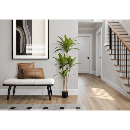 Monarch Specialties Artificial Plant, 51" Tall, Dracaena Tree, Indoor, Faux, Fake, Floor, Greenery, Potted, Real Touch I 9543