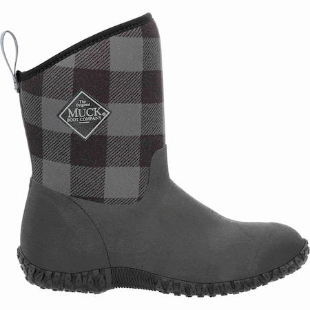 Muck Boot Co Women's Muckster II Mid Rubber Boot w/Fleece, Plain Toe, Black/Gray Plaid, 10 WM2-1PLD-BLK-100