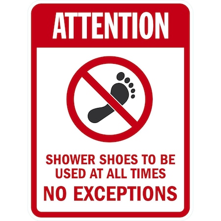 Lyle Attention Shower Shoes To Be Used At All Times No, 18x24, Non-Reflective, White G-11093-NA_18x24