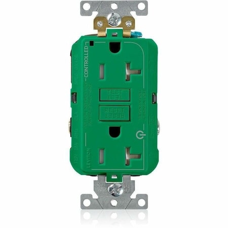 Leviton Plugs&Rcptcls, 20A, 125VAC, Grn, Polycarb G5362-2TN