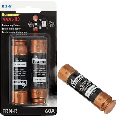 Eaton Bussmann 60A FRN-R Cartridge Hvy Dty Time Delay Cartridge Fuse, 2PK BP/FRNR-60ID