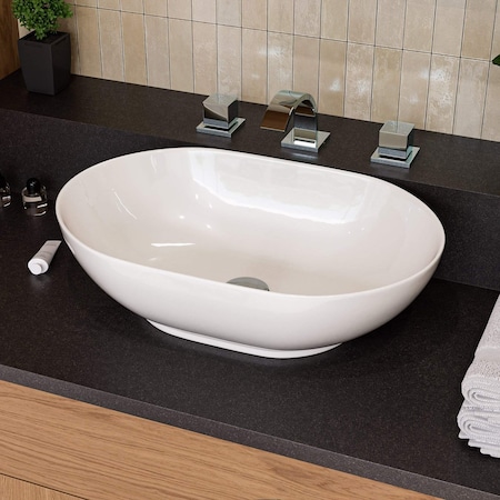 Eago BA352 23" OVAL CERAMIC ABOVE MOUNT BATHROOM BASIN VESSEL SINK BA352