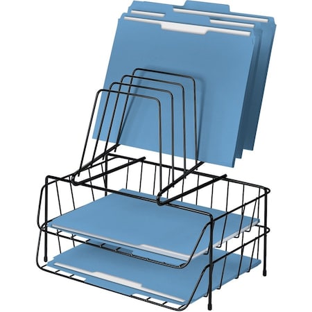 Fellowes Desktop Organizer, Black, Steel, 13.9" W, 14" H, 10.1" D, 6 Number of Compartments 72391