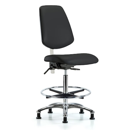 Blue Ridge Ergonomics Clean Room Chair Vin Hi Ben Chair, Med, Bk, Gld Blk, CL100, No Arms, 26" to 35-1/2" Height, Vinyl BR-NCR-VHBCH-MB-CR-T0-A0-CF-RG-8540