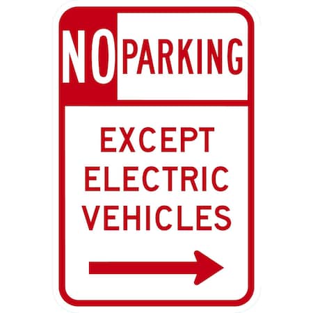 Lyle Except Electric Vehicle With Right Arrow, 12x18, Engineer Grade, White G-3706-EG_12x18