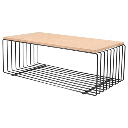 Leisuremod Walden Rectangular Coffee Table with Powder Coated Steel Frame, Black WTBL-39NW