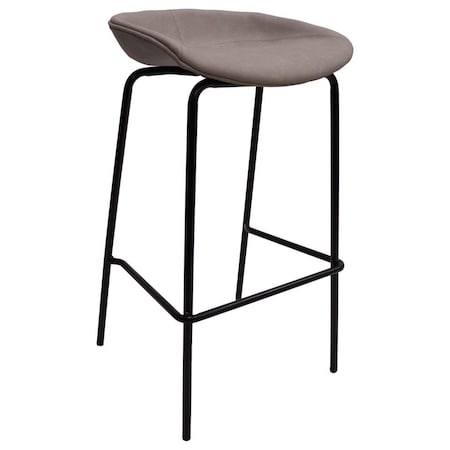Leisuremod Servos Barstool with Upholstered Faux Leather Seat and Powder Coated Iron Frame, Light Grey SSBL-18LGR