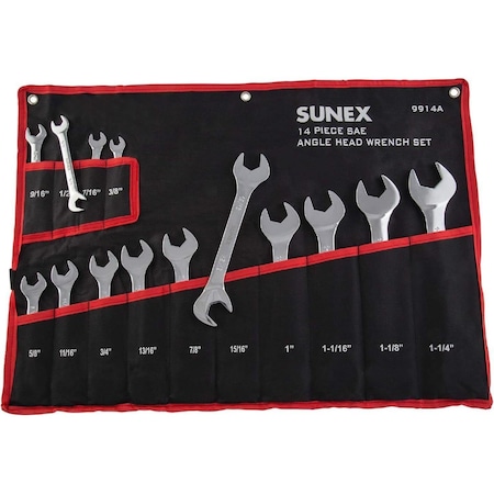 Sunex 14 Pc. Full Polish SAE Angle Head Wrench Set 9914A