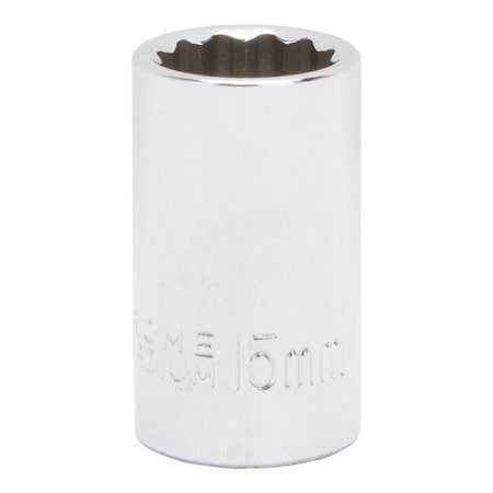 Vulcan Drive Socket, 15 mm Socket, 1/2 in Drive, 12-Point, Chrome Vanadium Steel, Chrome, MT6529861 MT6529861