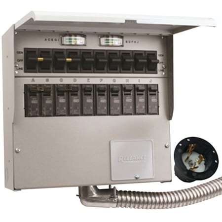 Reliance Controls RELIANCE CONTROLS Pro/Tran 2 R510A Transfer Switch, 50/100 A, 125/250 V, 12,500 W, 1-Phase R510A