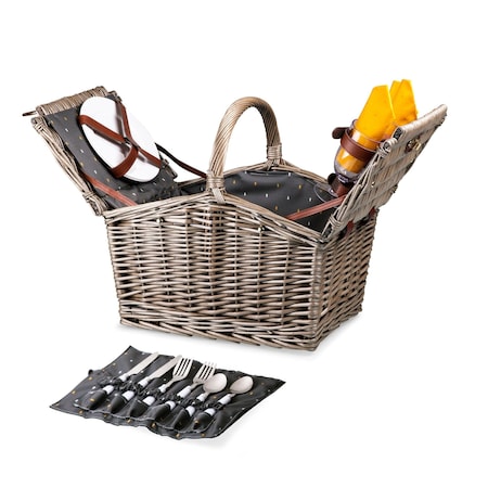 Picnic Time Family Of Brands Piccadilly Picnic Basket, Anthology Collection - Gray with Gold Accents 202-19-322-000-0