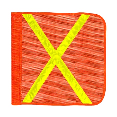 Safetywhips Warning Whip Flag, Orange Mesh, Yellow Reflective X, 16 Length Flag16-O-XY