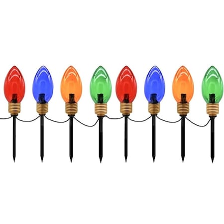 Santas Forest Light Stake Yard, 18 in L, Yard Decor, PVC, BlueGoldGreenRed, Shiny 92601