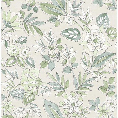 Chesapeake Begonia Sea Green Floral Trail Wallpaper 4148-27424