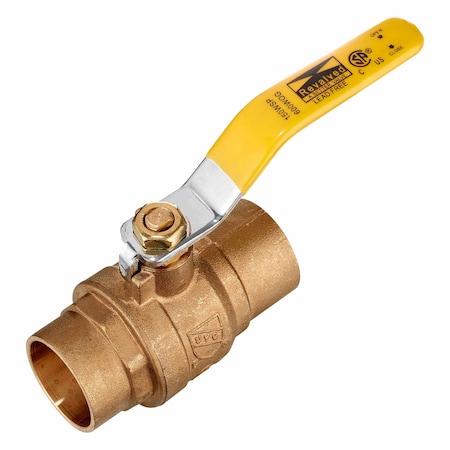Revalved 1-1/4" Brass Ball Valve 600 WOG Sweat C x C Full Port, Lead-Free REV125SWT
