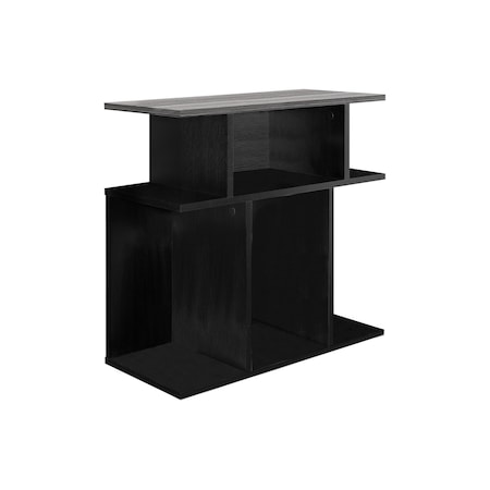 Homeroots 24" Gray and Black Wood Floor Shelf End Table With 6 332838