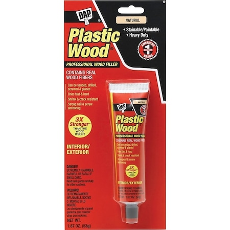 Dap Plastic Wood 21510 Wood Filler, Paste, Strong Solvent, Natural, 1.87 oz 7079821510