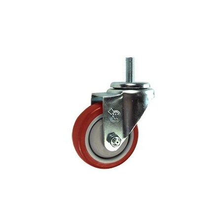 Service Caster 3.5 Inch SS Red Polyurethane Wheel Swivel 12mm Threaded Stem Caster SCC SCC-SSTS20S3514-PPUB-RED-M1215