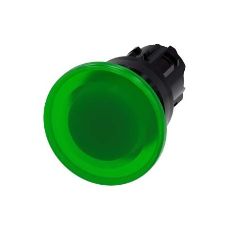 Siemens Illuminated mushroom pushbutton, 22 mm, round, plastic, green 3SU1001-1BD40-0AA0-ZY12