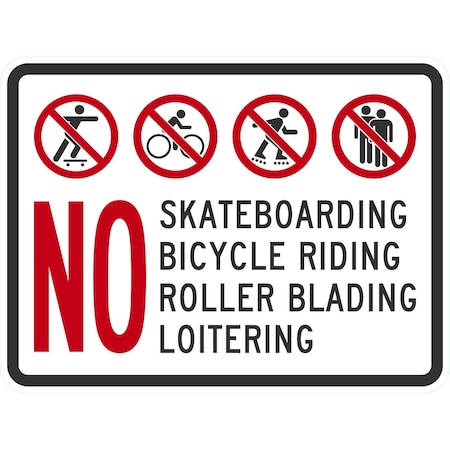 Lyle No Skateboarding, Bicycle Riding, Roller Blading, , 24x18, Non-Reflective, White G-12129-NA_24x18