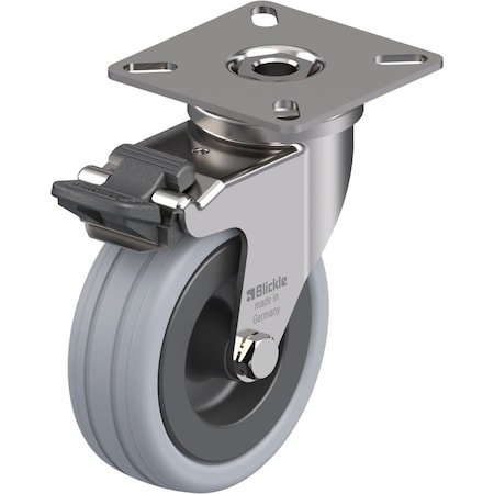 Zoro Select Swivel Plate Caster, Rubber, 3 in., 165 lb., A LPXA-VPA 75G-FI
