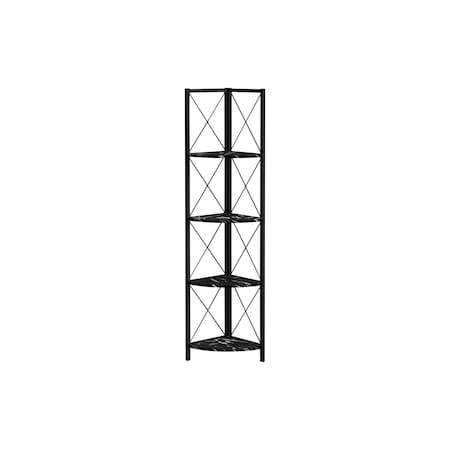 Homeroots 59" Black Metal Four Tier Corner Bookcase 489789