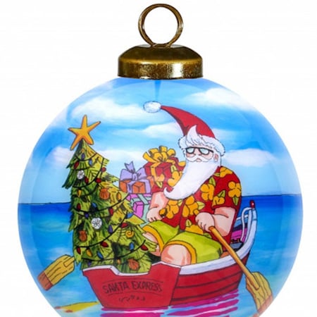 Homeroots Rowing Santa Express Hand Painted Mouth Blown Glass Ornament 477544
