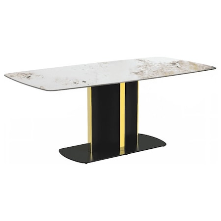 Leisuremod Rectangular 55.11 in W, 28 in L, Sintered Stone/Steel, White Grey STBLG-55CG-S