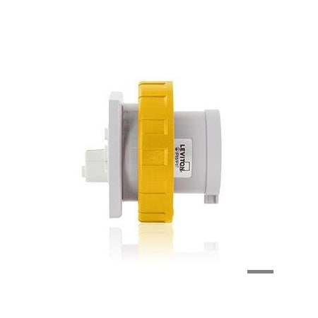 Leviton Pin & Sleeve Inlet, 32 A, 100/130V AC, 2 Pole, Yellow W232-B4