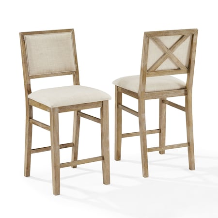 Crosley Joanna 2-Piece Upholstered Counter Height Bar Stool Set CF501326-RB