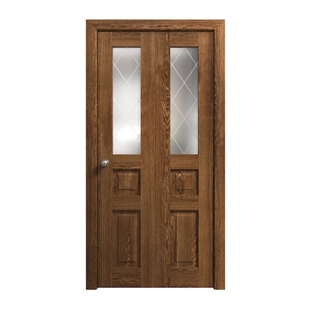 Sartodoors Sliding Closet Bi-fold Doors 60 x 96 inches, Ego 5011 Cognac Oak Veneer, Sturdy Tracks Moldings Tr EGO5011BF-DKO-60x96 (2* 30x96)