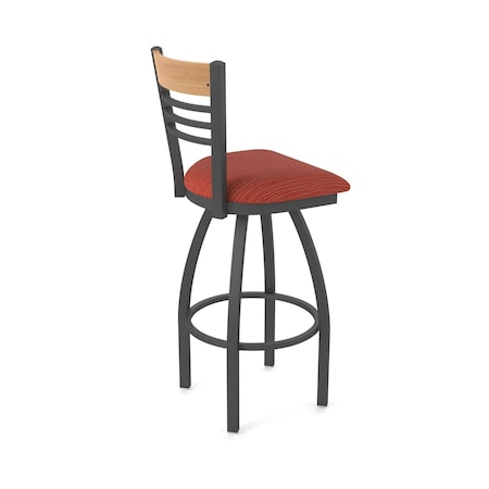 Holland Bar Stool Co Eleanor 30in Swivel Bar Stool with Pewter Finish, Medium Back and Graph Poppy Seat 880