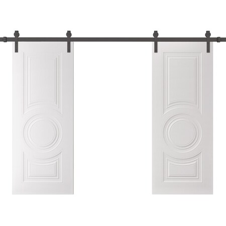 Sartodoors Double Barn Door 48 x 80 inches, BASIC 9801 White, 13FT Rail Track Set, Solid Panel Interior Door BASIC9801DB-B-SKIN-48