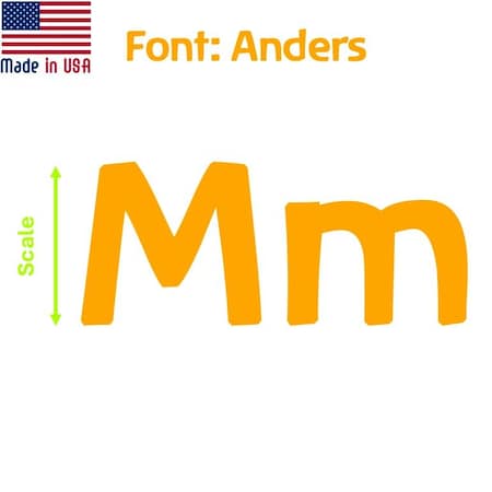 Aacc Self-Adhesive Vinyl Letter: m, Scale: 21 in. Color: Orange Font: Anders by, 4PK AACC-Anders-lm-Orange-I21x4